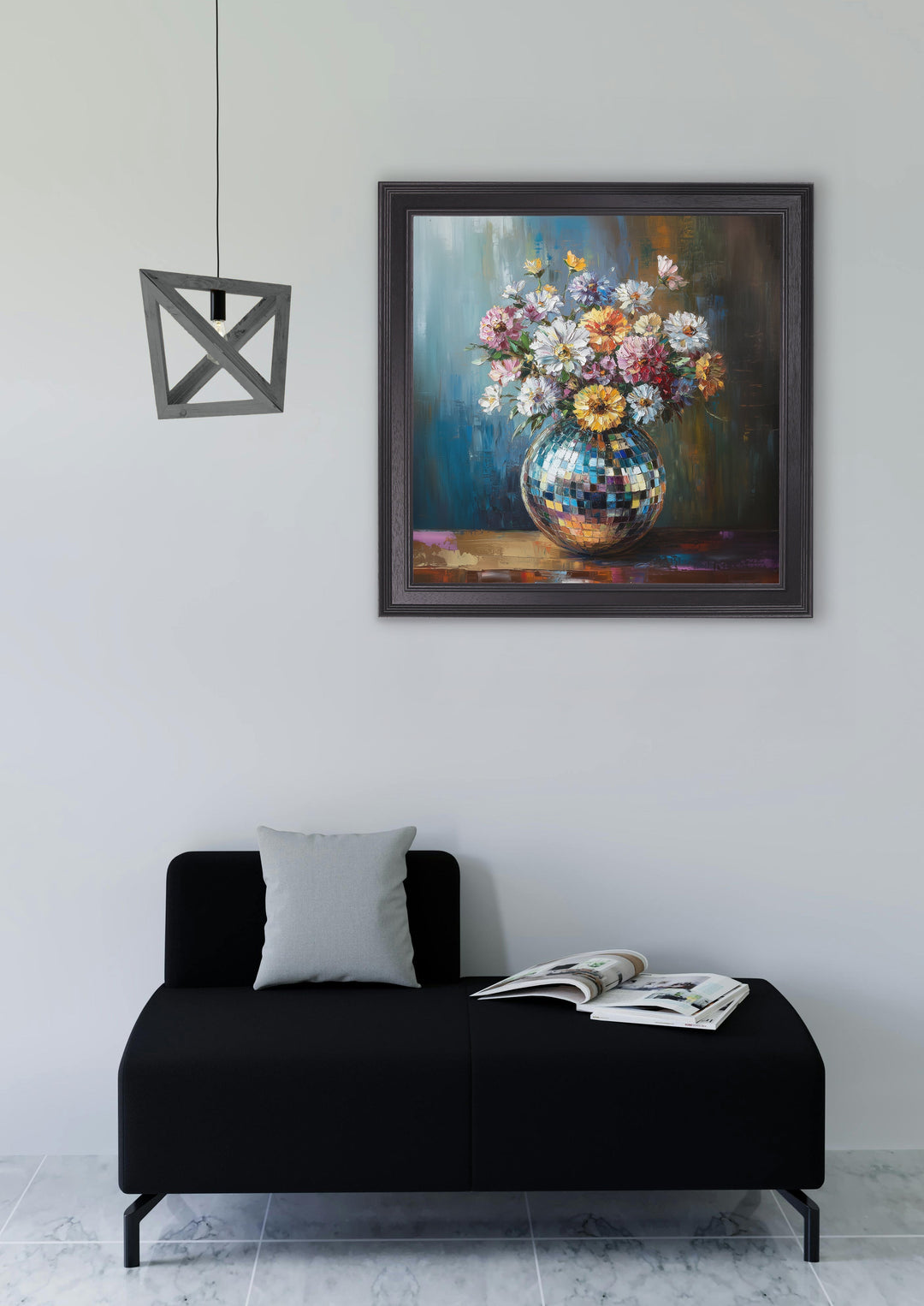Disco Wildflowers - Black Hurstwood Square Frame - TheArtistsQuarter