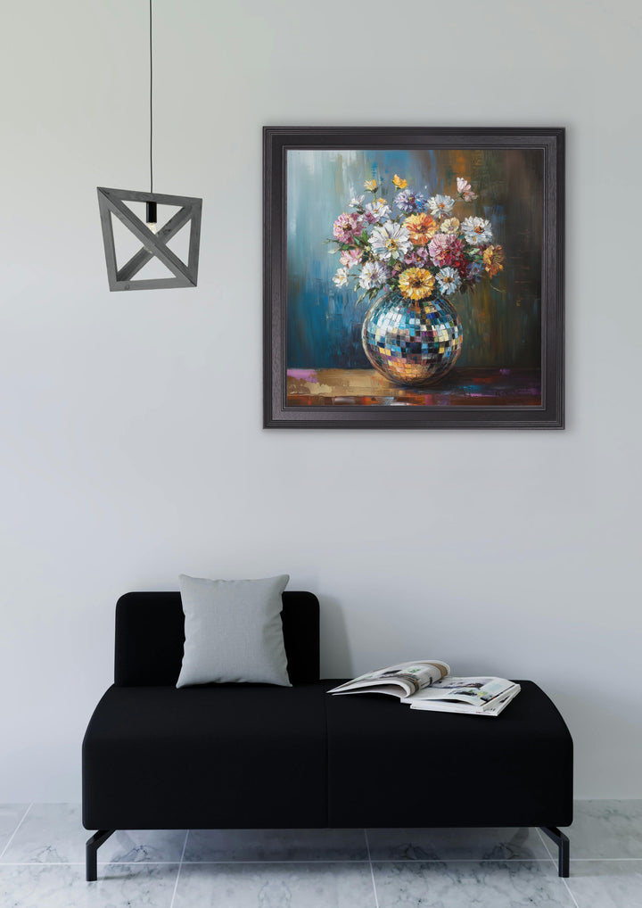 Disco Wildflowers - Black Hurstwood Square Frame - TheArtistsQuarter