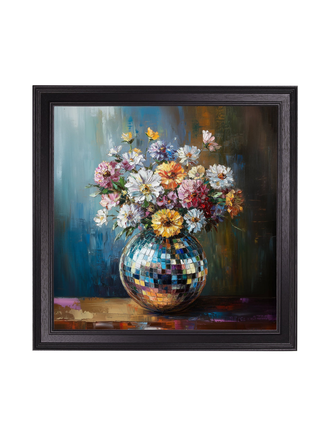 Disco Wildflowers - Black Hurstwood Square Frame - TheArtistsQuarter