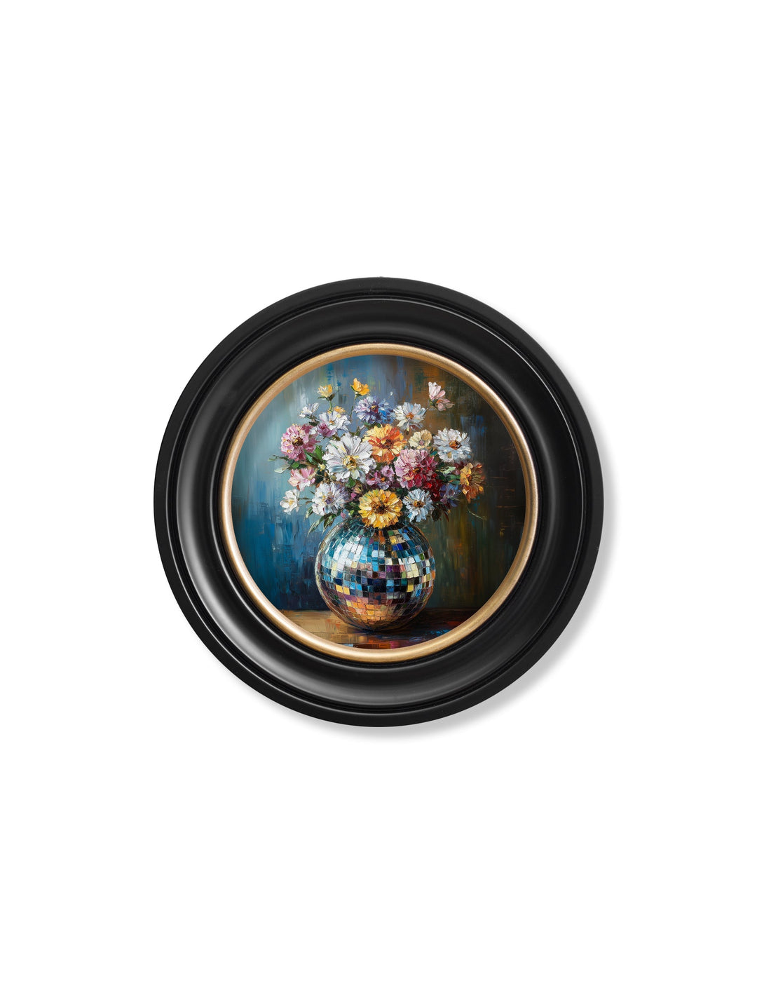 Disco Wildflowers - Oxford Round Frame - TheArtistsQuarter