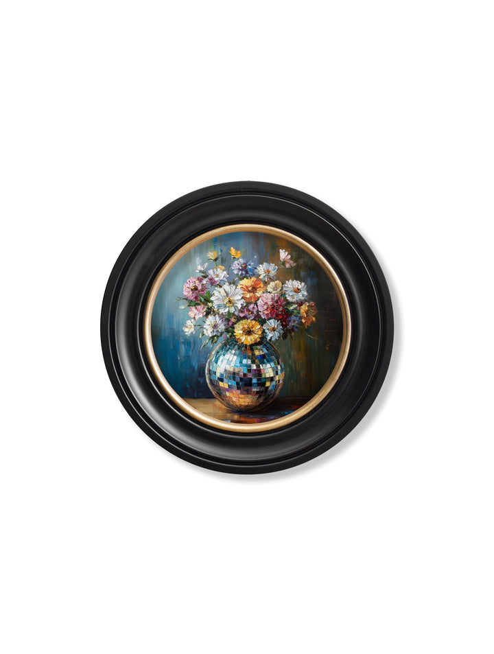 Disco Wildflowers - Oxford Round Frame - TheArtistsQuarter