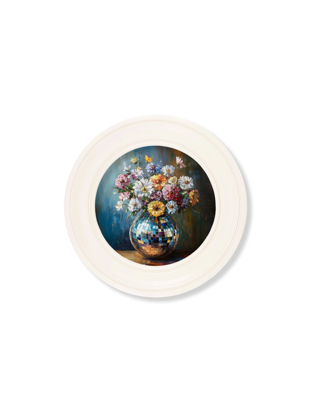 Disco Wildflowers - Oxford Strong White Round Frame - TheArtistsQuarter