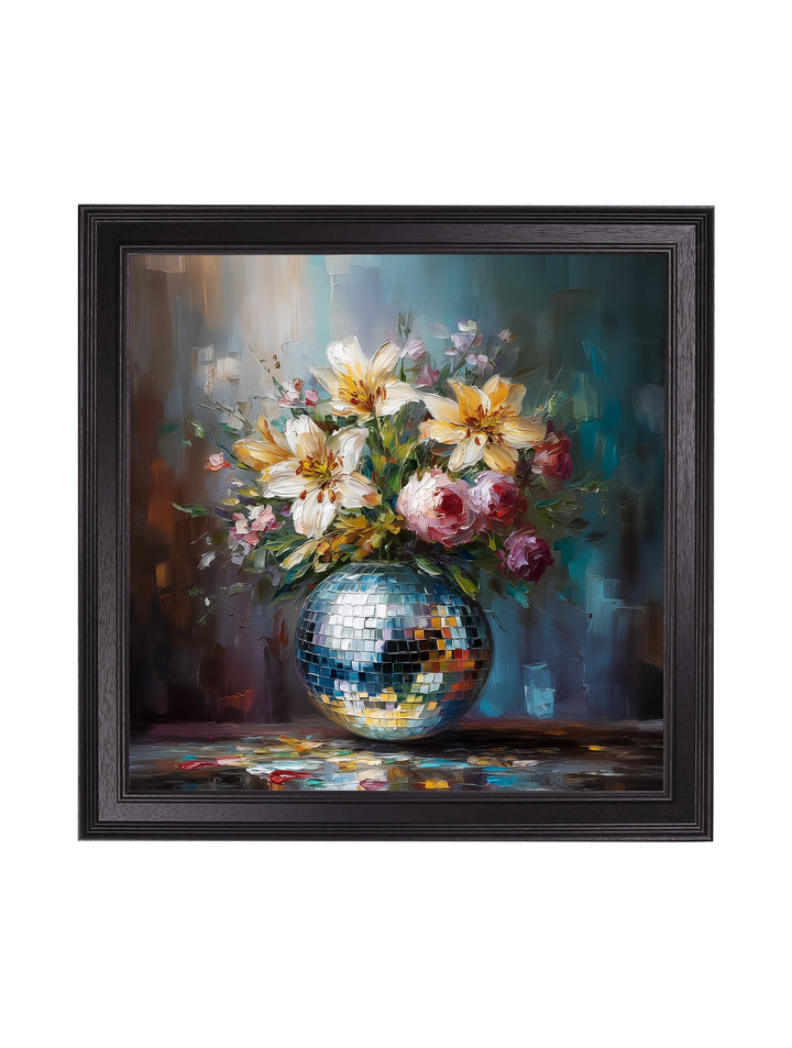 Disco Lilies & Roses - Black Hurstwood Square Frame - TheArtistsQuarter