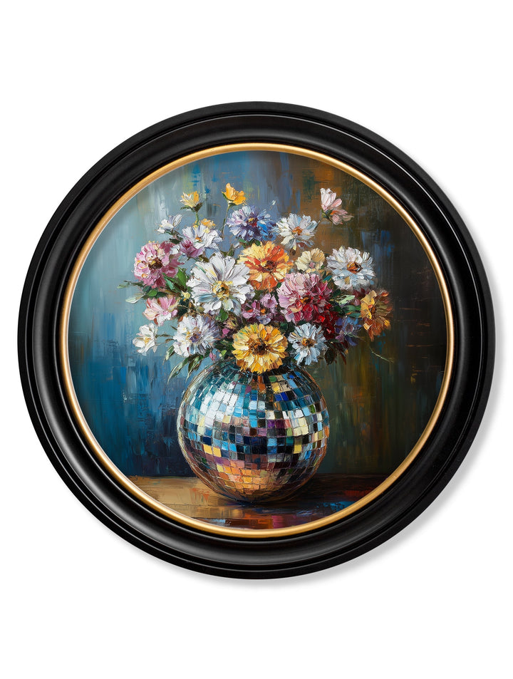 Disco Wildflowers - Oxford Round Frame - TheArtistsQuarter