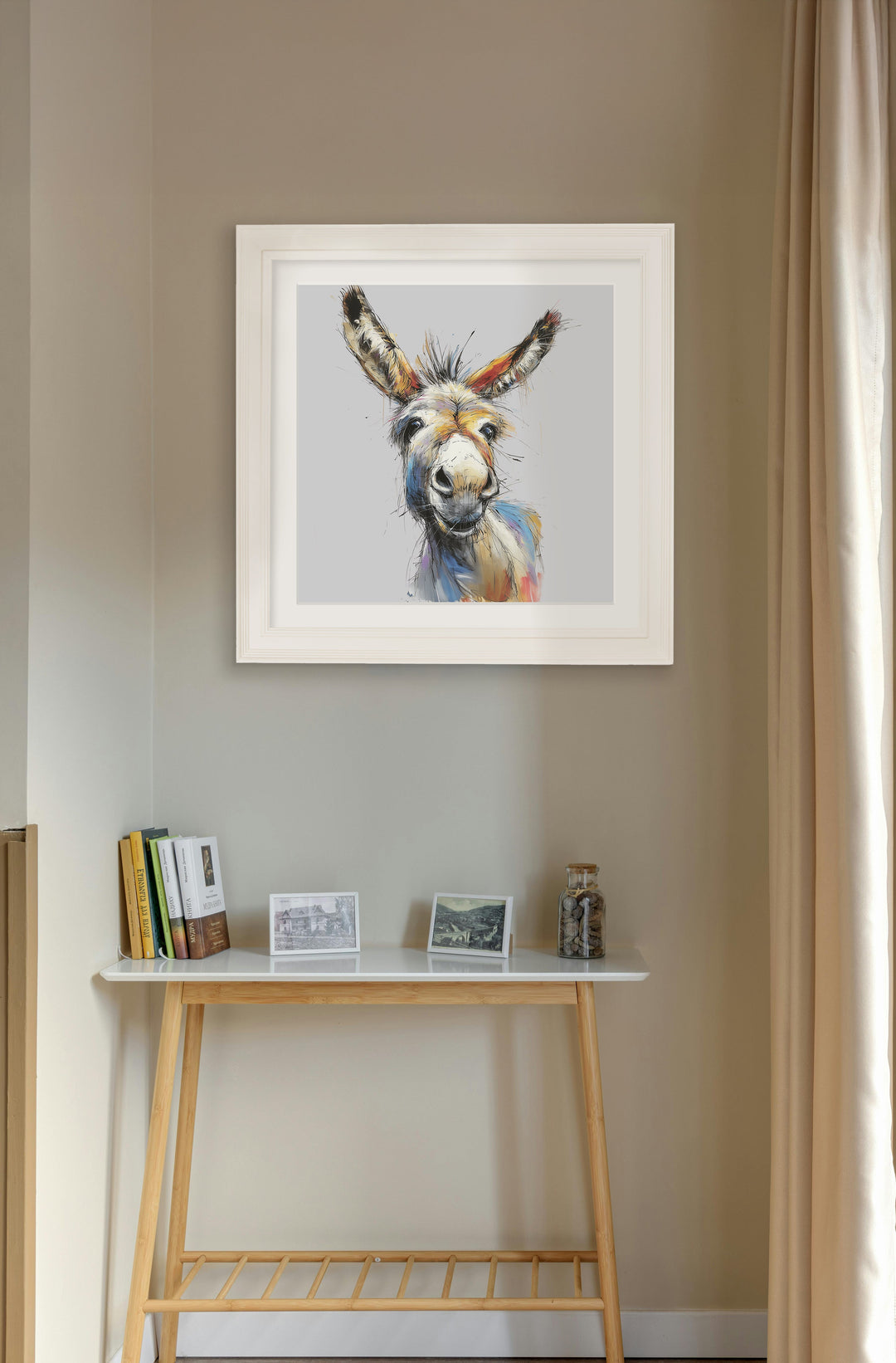 Donkey Jack & Jennet Cosy Sketch - Cream Hurstwood Square Frame - TheArtistsQuarter