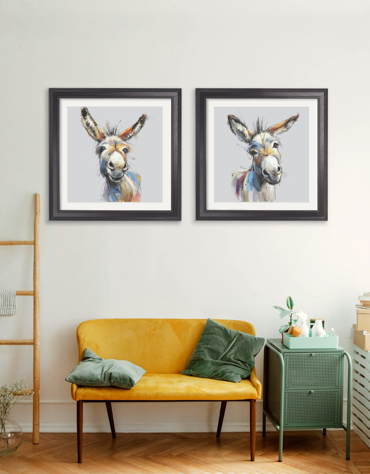 Donkey Jack & Jennet Cosy Sketch - Black Hurstwood Square Frame - TheArtistsQuarter