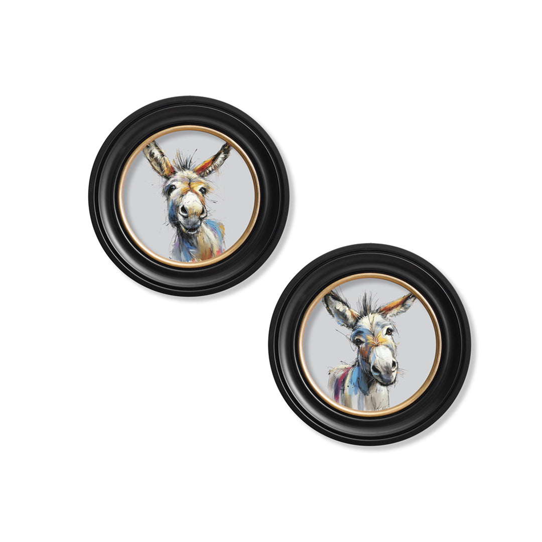 Donkey Jack & Jennet Cosy Sketch - Oxford Round Frame - TheArtistsQuarter