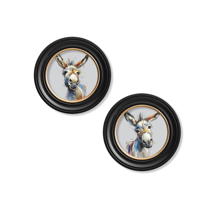 Donkey Jack & Jennet Cosy Sketch - Oxford Round Frame - TheArtistsQuarter