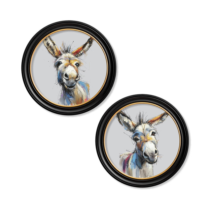 Donkey Jack & Jennet Cosy Sketch - Oxford Round Frame - TheArtistsQuarter