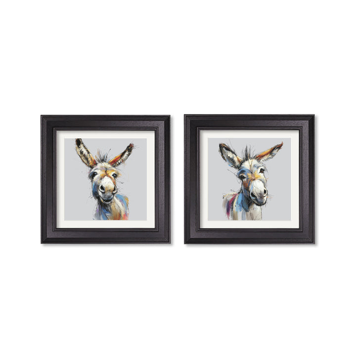 Donkey Jack & Jennet Cosy Sketch - Black Hurstwood Square Frame - TheArtistsQuarter