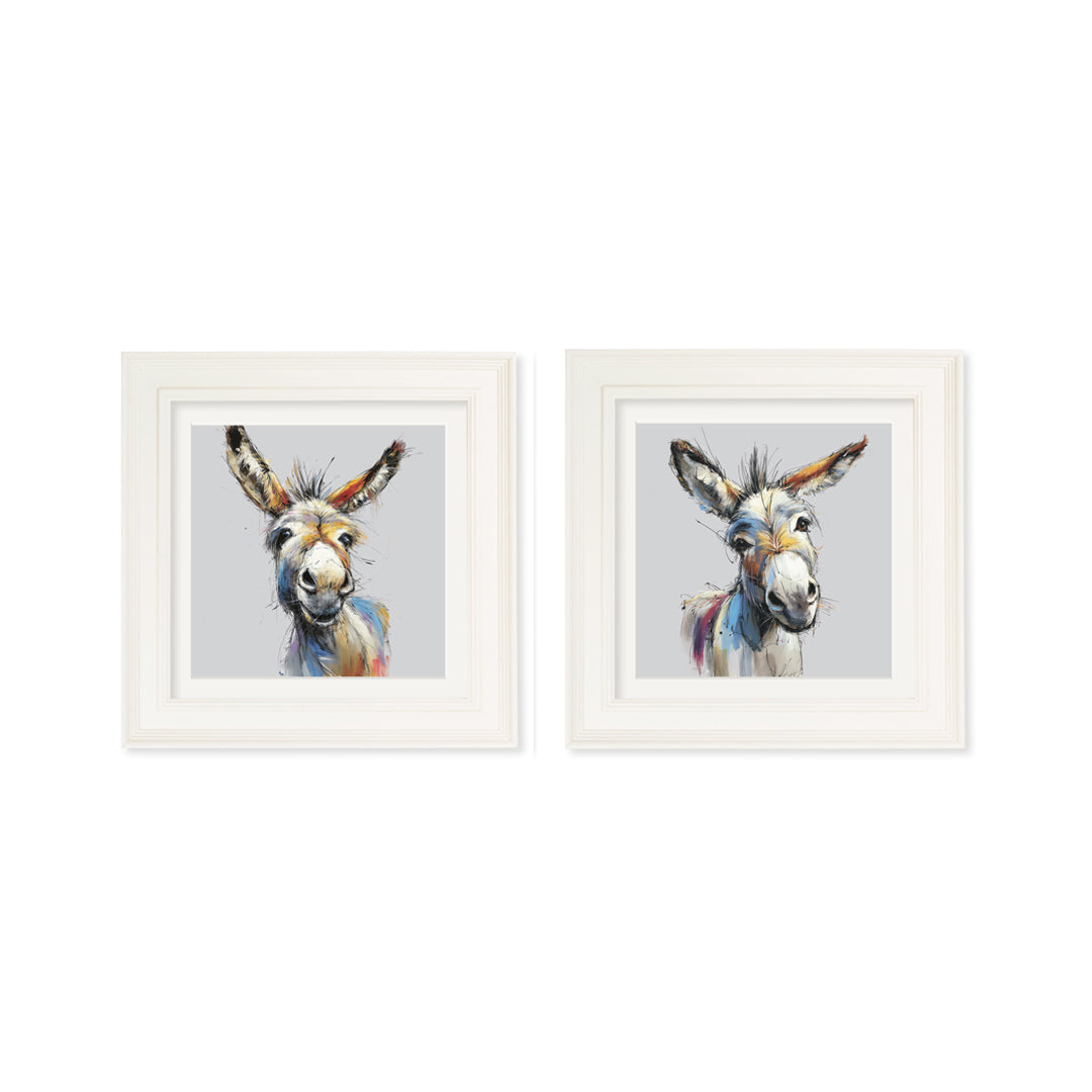 Donkey Jack & Jennet Cosy Sketch - Cream Hurstwood Square Frame - TheArtistsQuarter