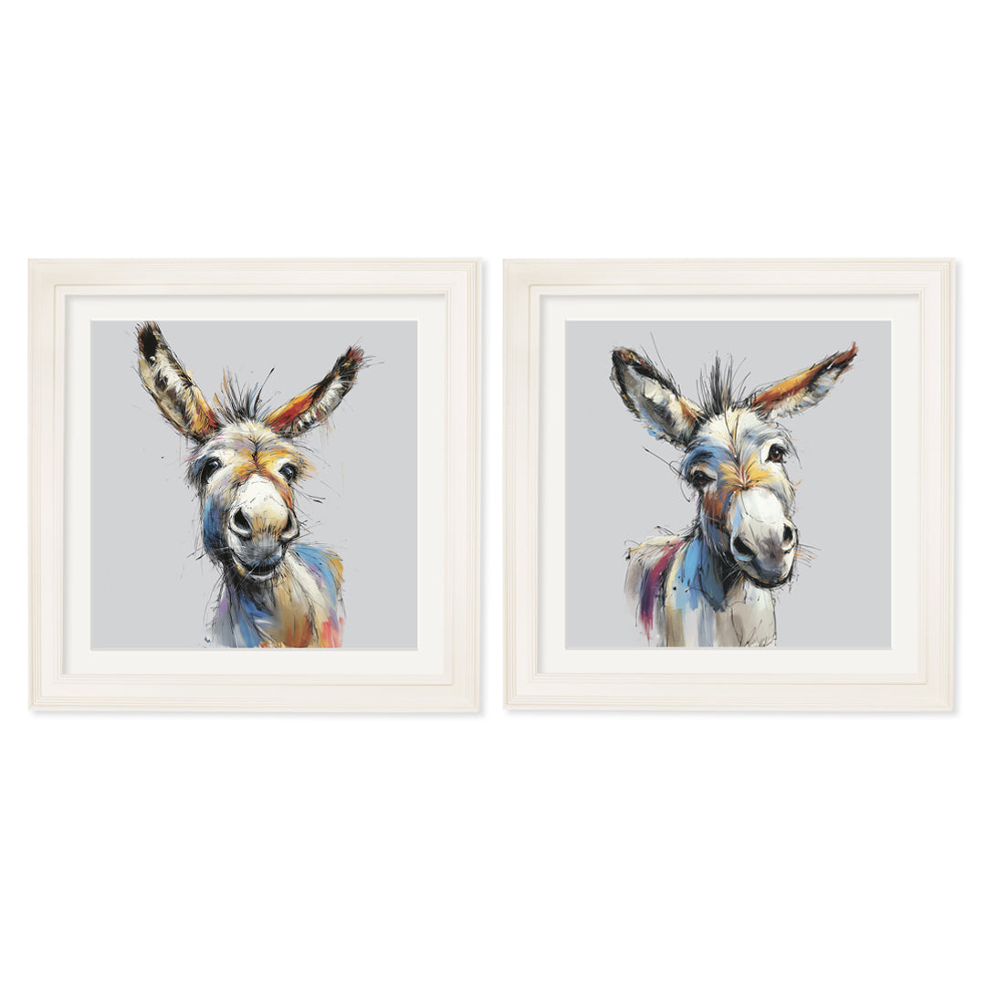 Donkey Jack & Jennet Cosy Sketch - Cream Hurstwood Square Frame - TheArtistsQuarter