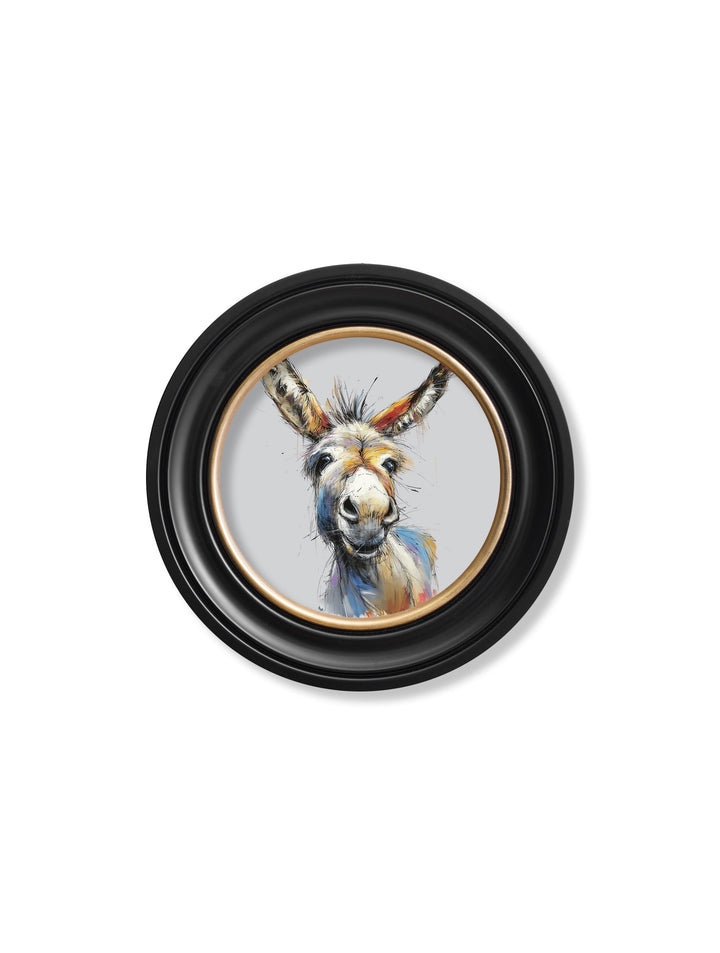 Donkey Jack & Jennet Cosy Sketch - Oxford Round Frame - TheArtistsQuarter