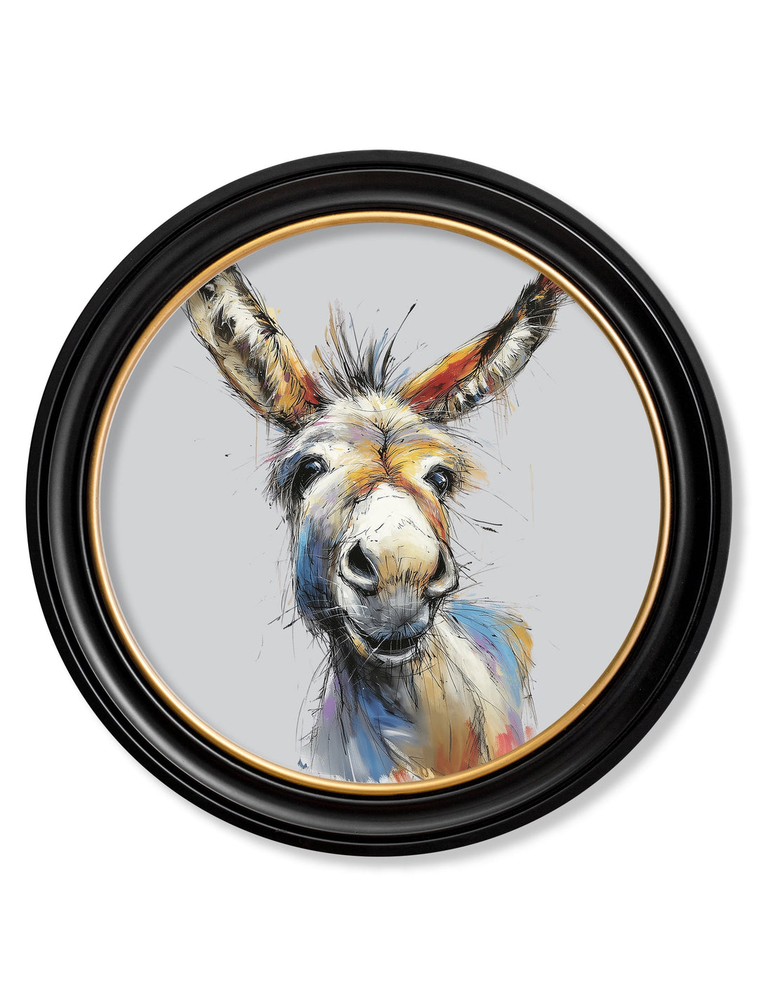 Donkey Jack & Jennet Cosy Sketch - Oxford Round Frame - TheArtistsQuarter