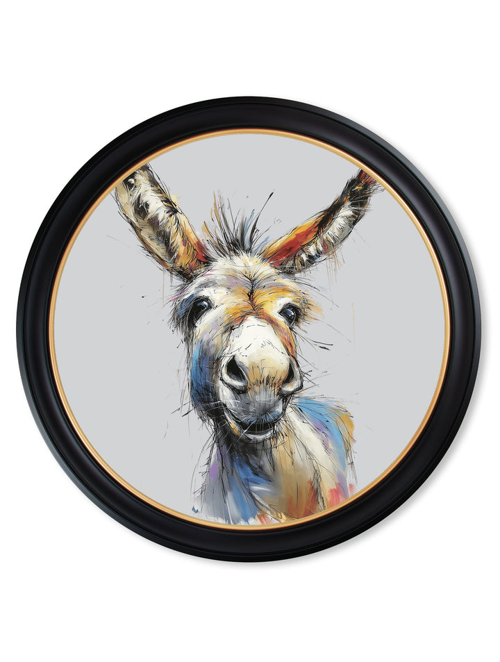 Donkey Jack & Jennet Cosy Sketch - Oxford Round Frame - TheArtistsQuarter