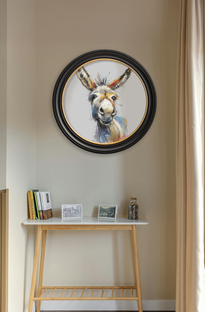 Donkey Jack & Jennet Cosy Sketch - Oxford Round Frame - TheArtistsQuarter