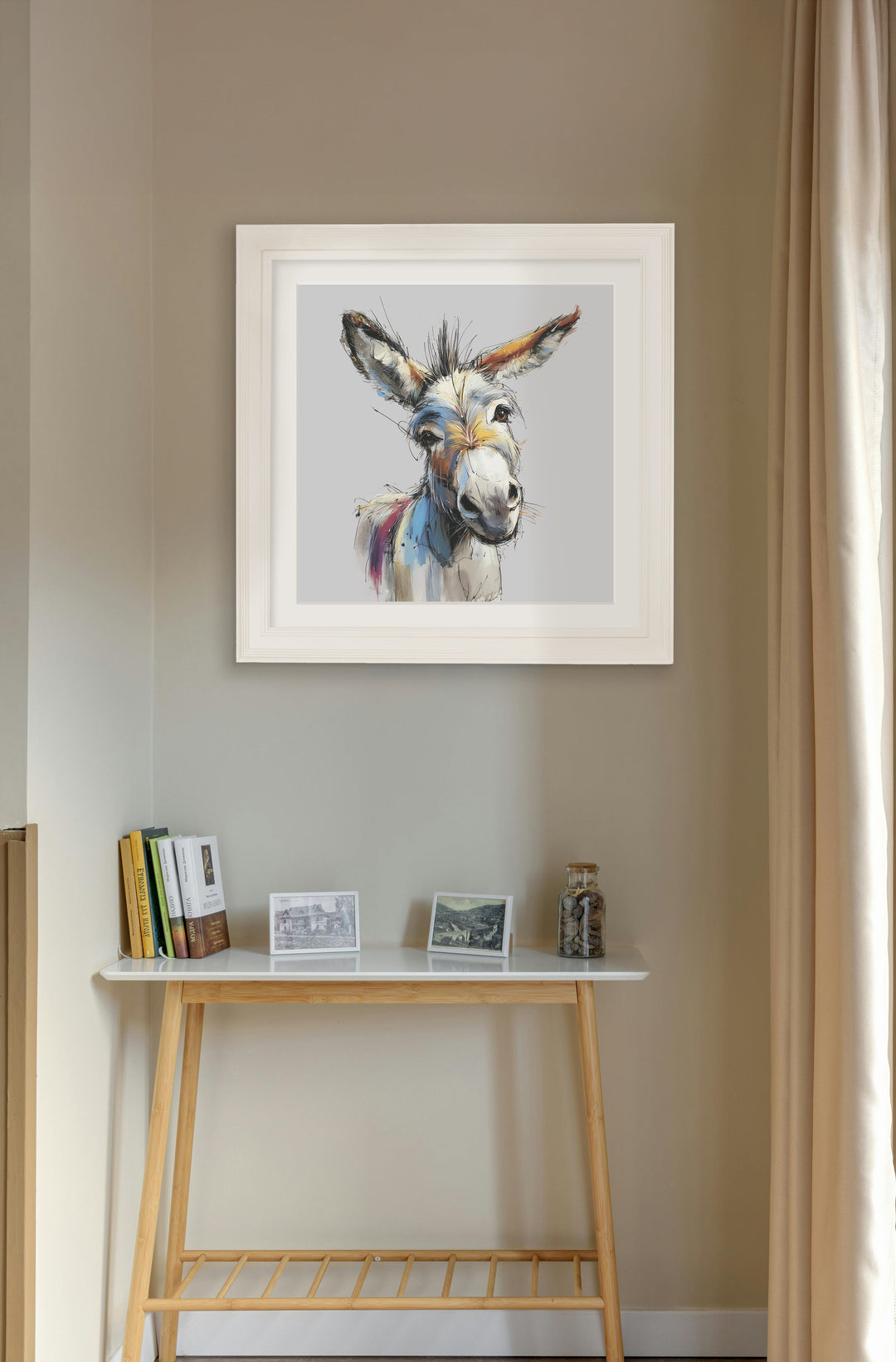Donkey Jack & Jennet Cosy Sketch - Cream Hurstwood Square Frame - TheArtistsQuarter