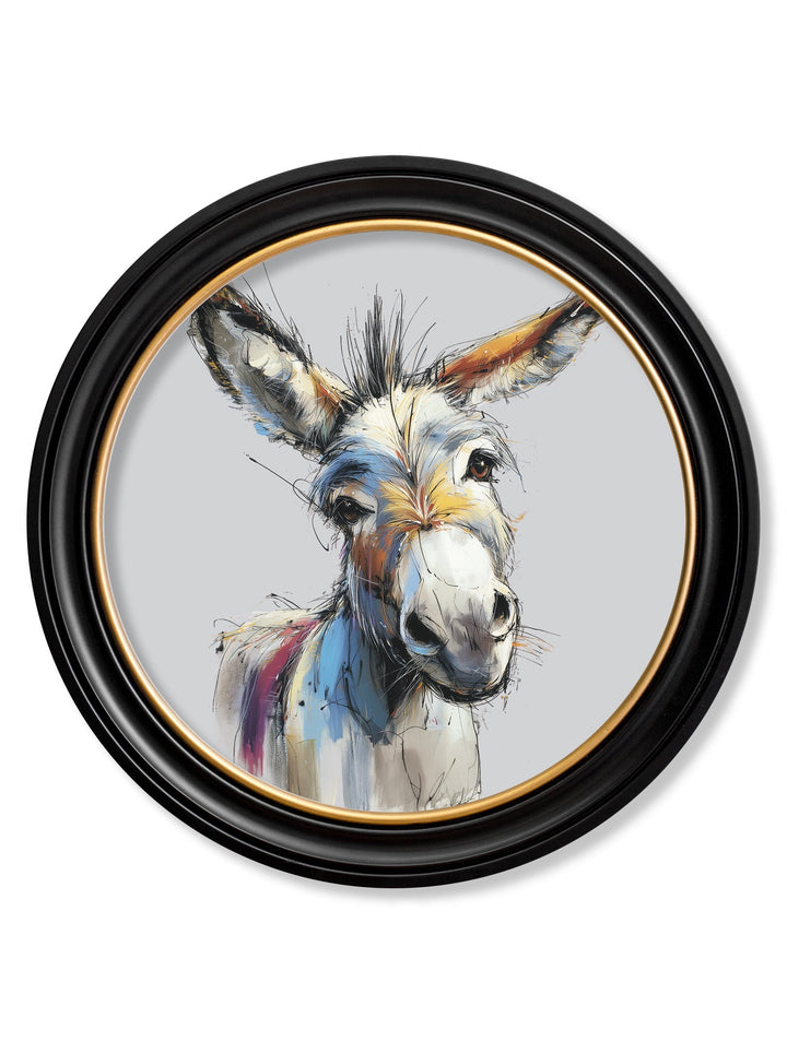Donkey Jack & Jennet Cosy Sketch - Oxford Round Frame - TheArtistsQuarter