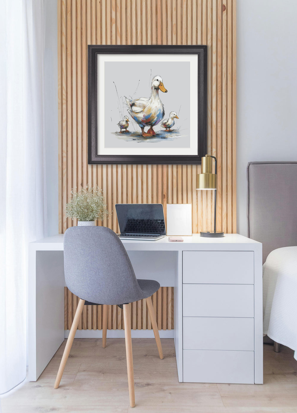 Family of Ducks Cosy Sketch - Black Hurstwood Square Frame - TheArtistsQuarter