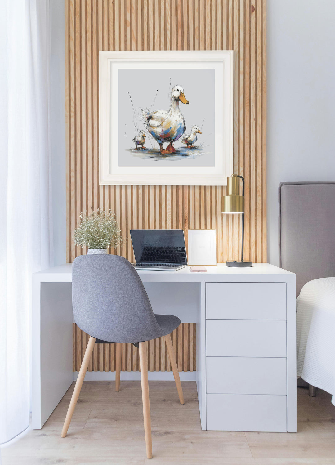 Family of Ducks Cosy Sketch - Cream Hurstwood Square Frame - TheArtistsQuarter