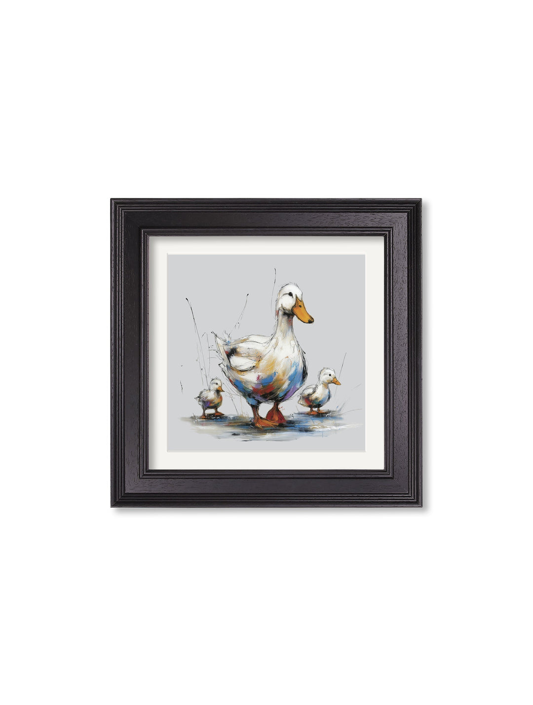 Family of Ducks Cosy Sketch - Black Hurstwood Square Frame - TheArtistsQuarter