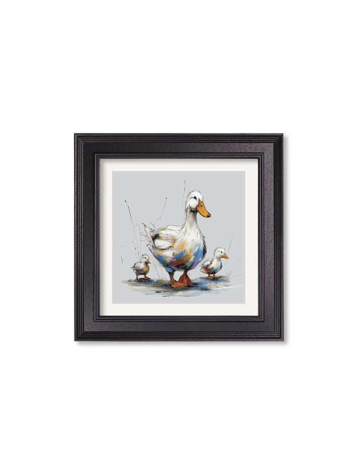 Family of Ducks Cosy Sketch - Black Hurstwood Square Frame - TheArtistsQuarter
