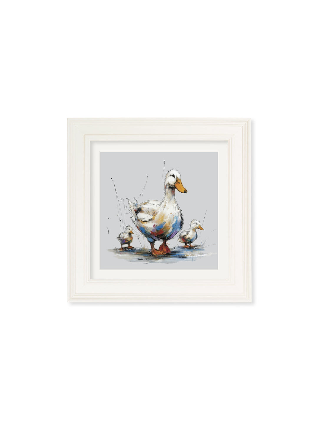 Family of Ducks Cosy Sketch - Cream Hurstwood Square Frame - TheArtistsQuarter