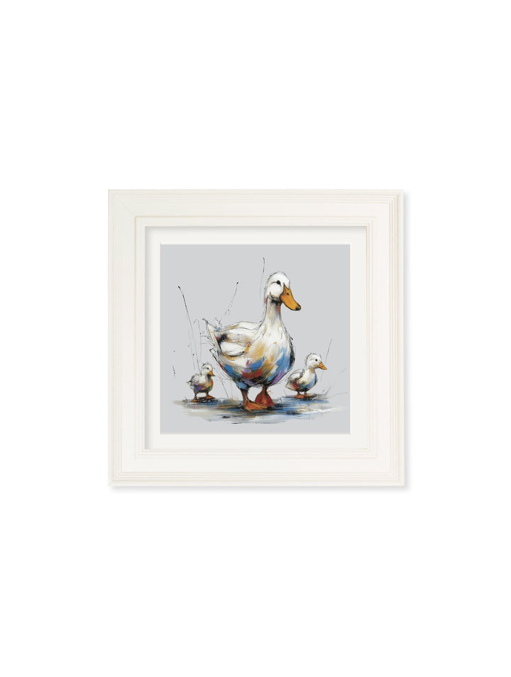 Family of Ducks Cosy Sketch - Cream Hurstwood Square Frame - TheArtistsQuarter