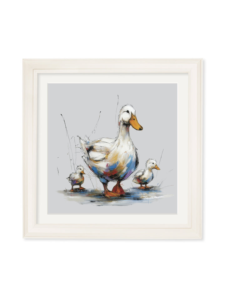 Family of Ducks Cosy Sketch - Cream Hurstwood Square Frame - TheArtistsQuarter