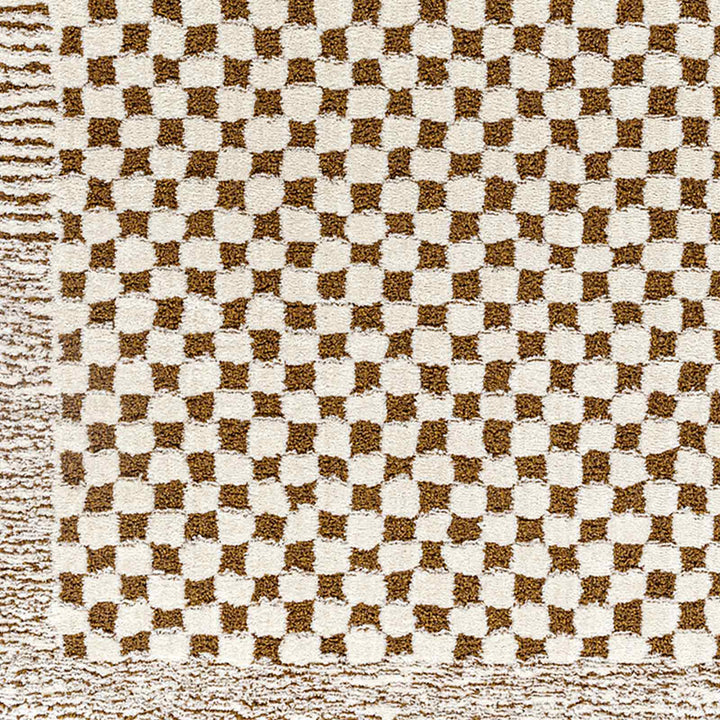 Freud Modern High Pile Checkered Runner Brown - TheArtistsQuarter