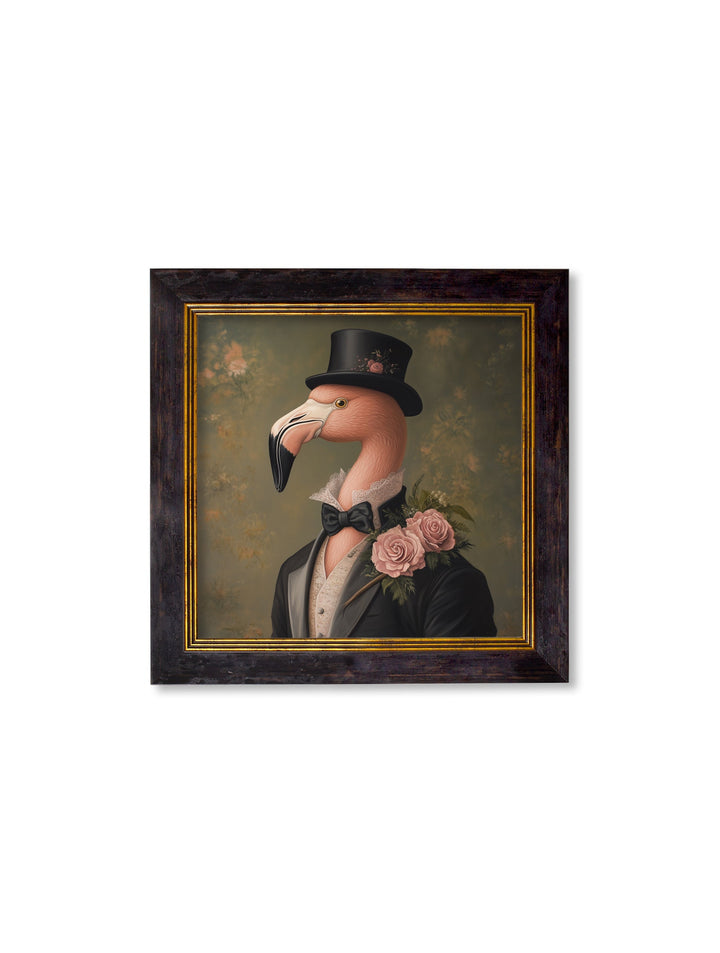 Baron Von Blush - Gentleman Flamingo Oxford Square Frame - TheArtistsQuarter