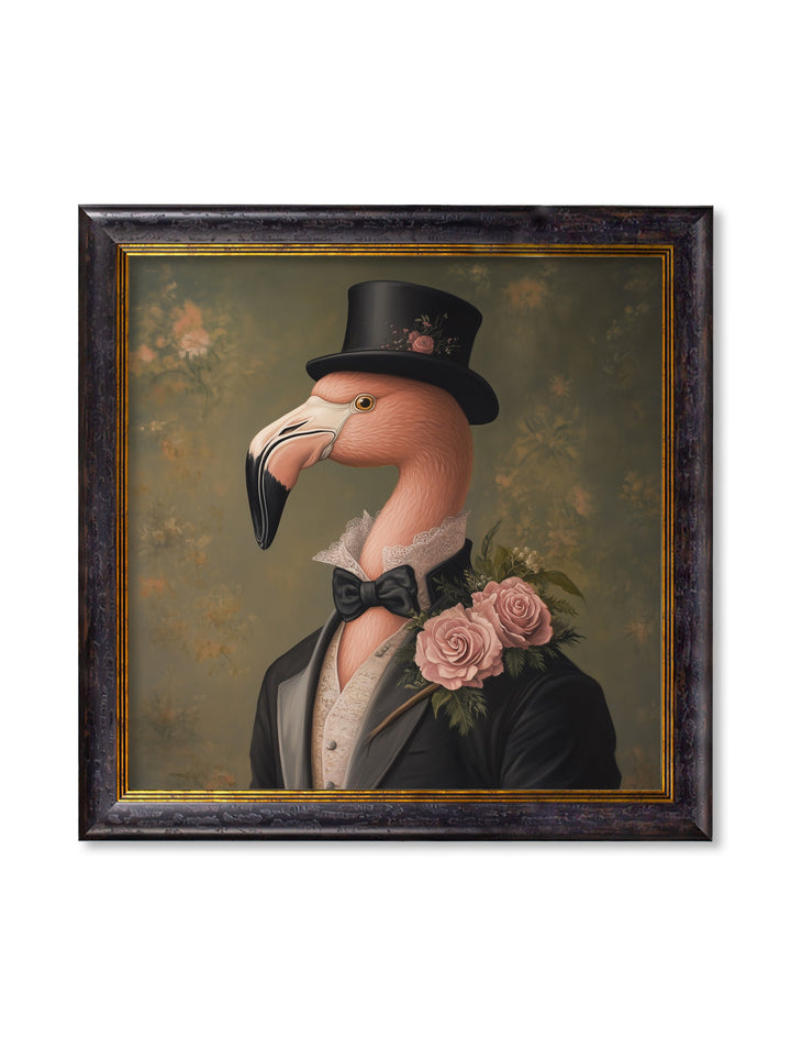 Baron Von Blush - Gentleman Flamingo Oxford Square Frame - TheArtistsQuarter