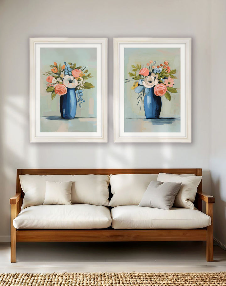 The Pastel Bouquet Duo - Cream Hurstwood Frame - TheArtistsQuarter