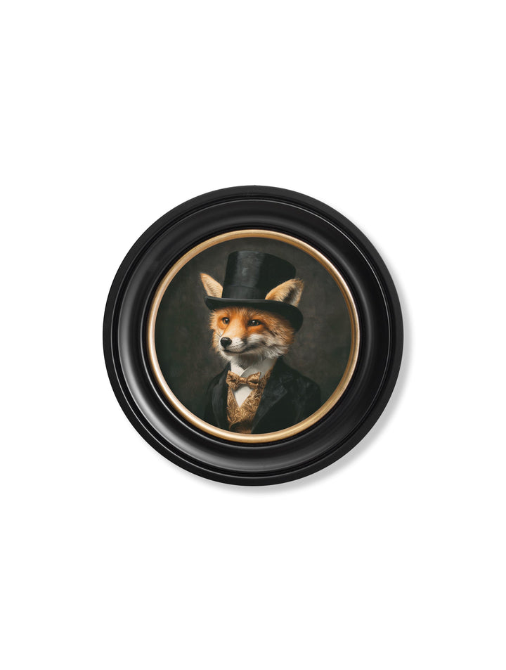 Count Foxalot - Gentleman Fox Oxford Round Frame - TheArtistsQuarter