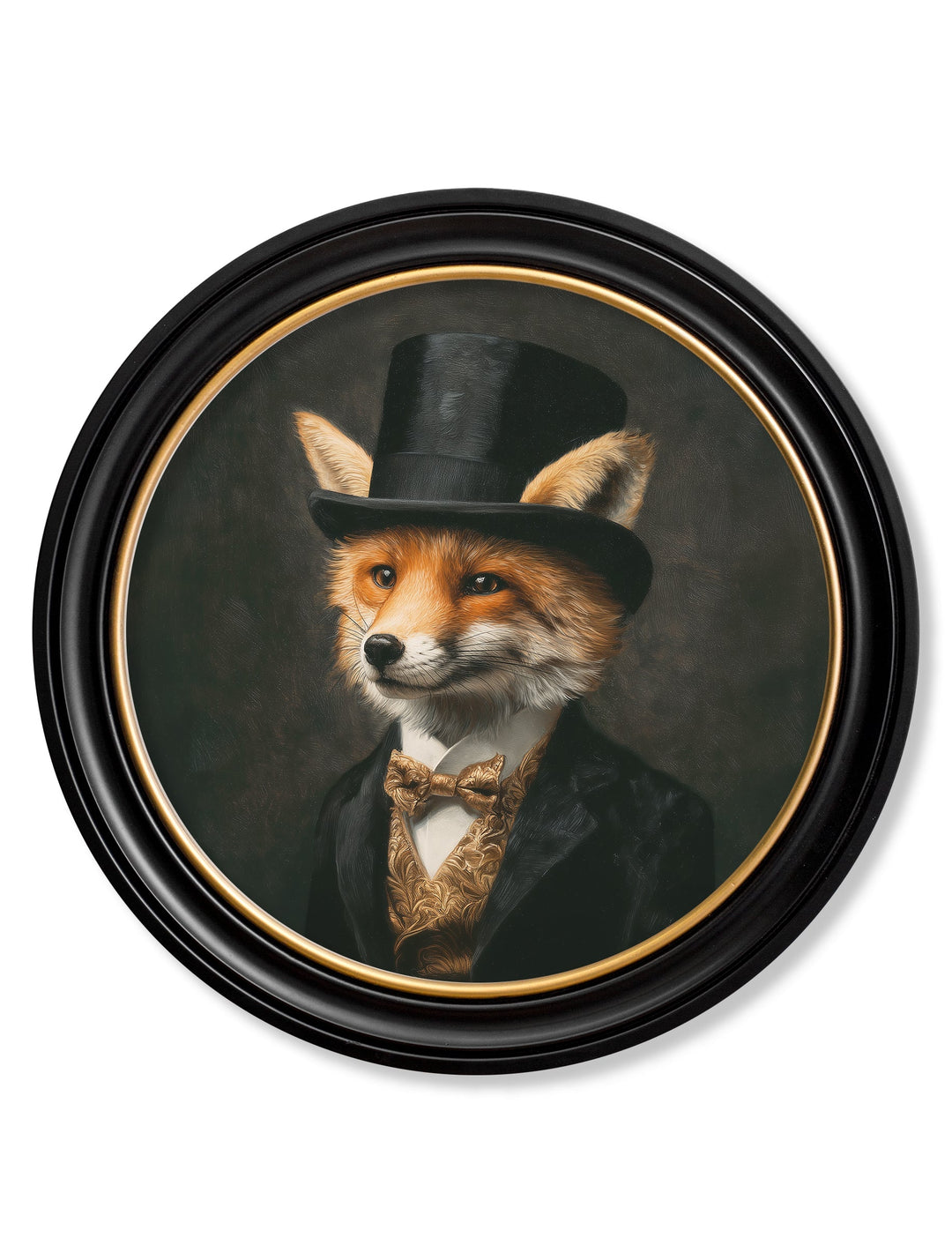 Count Foxalot - Gentleman Fox Oxford Round Frame - TheArtistsQuarter