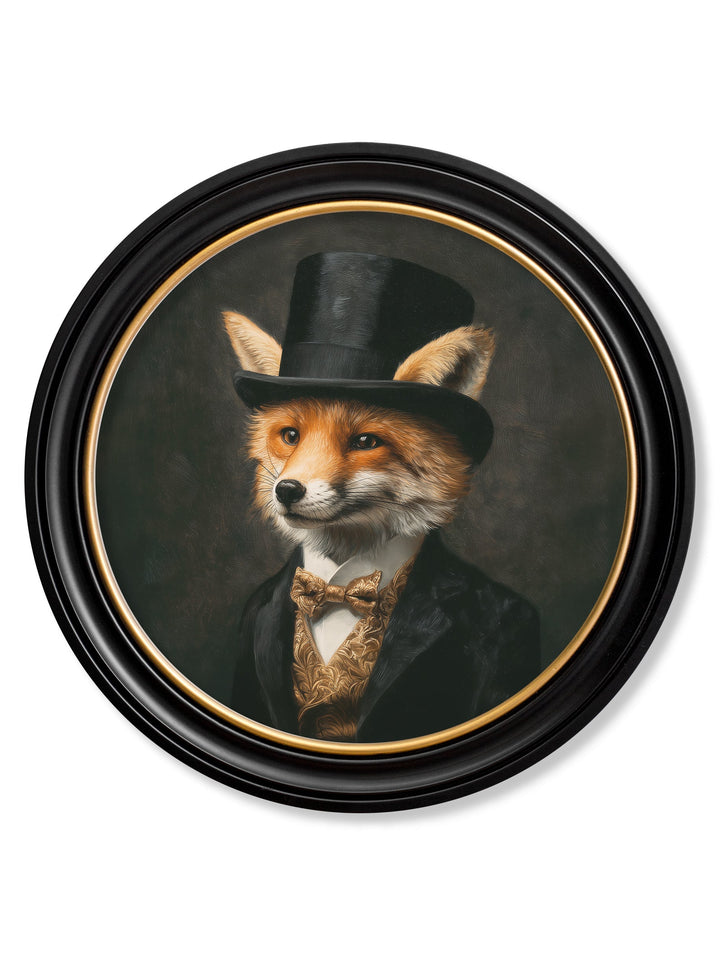 Count Foxalot - Gentleman Fox Oxford Round Frame - TheArtistsQuarter