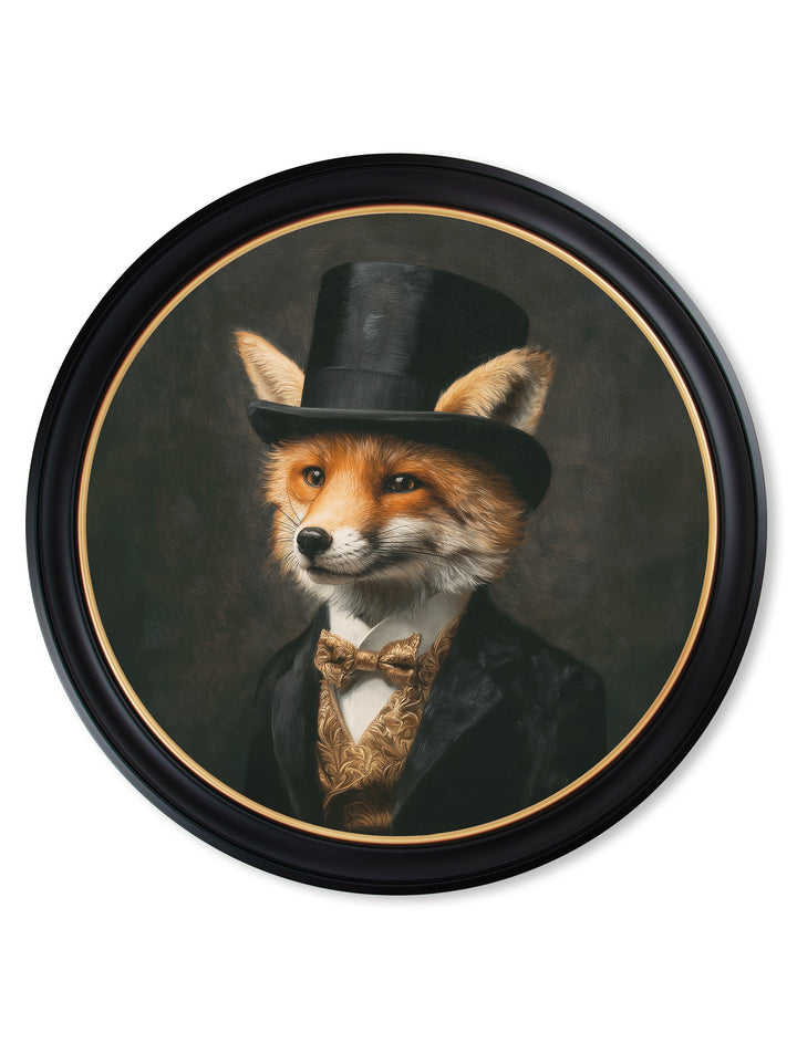 Count Foxalot - Gentleman Fox Oxford Round Frame - TheArtistsQuarter