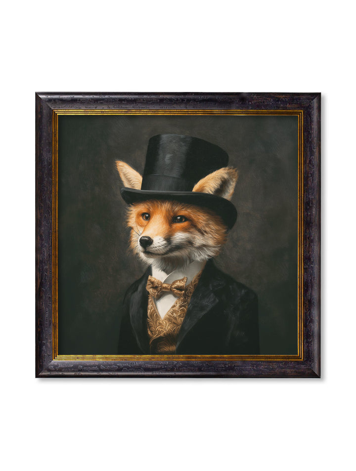 Count Foxalot - Gentleman Fox Oxford Square Frame - TheArtistsQuarter