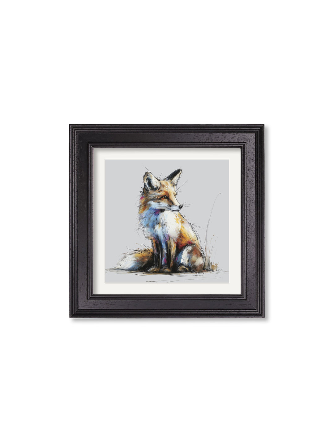 Little Fox Cosy Sketch - Black Hurstwood Square Frame - TheArtistsQuarter