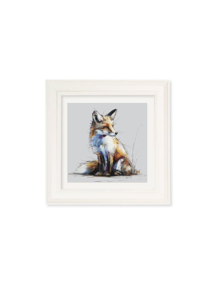 Little Fox Cosy Sketch - Cream Hurstwood Square Frame - TheArtistsQuarter