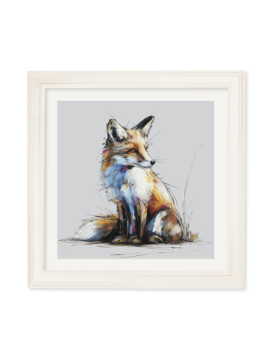 Little Fox Cosy Sketch - Cream Hurstwood Square Frame - TheArtistsQuarter