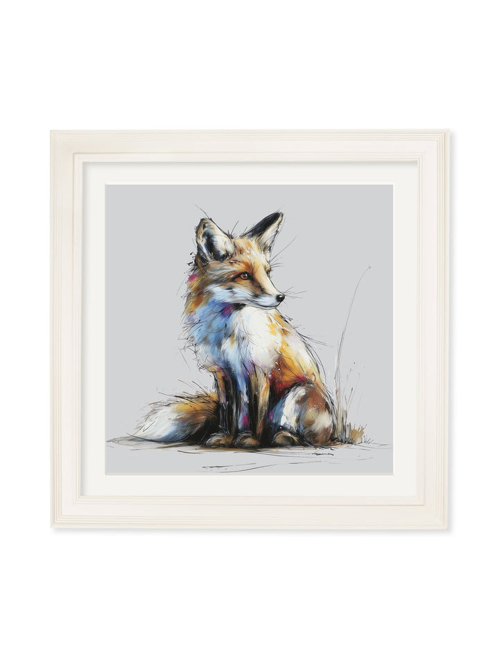 Little Fox Cosy Sketch - Cream Hurstwood Square Frame - TheArtistsQuarter