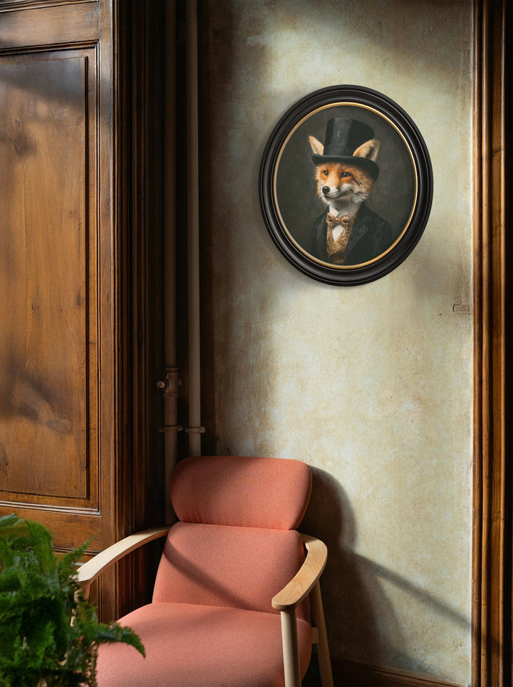 Count Foxalot - Gentleman Fox Oxford Round Frame - TheArtistsQuarter