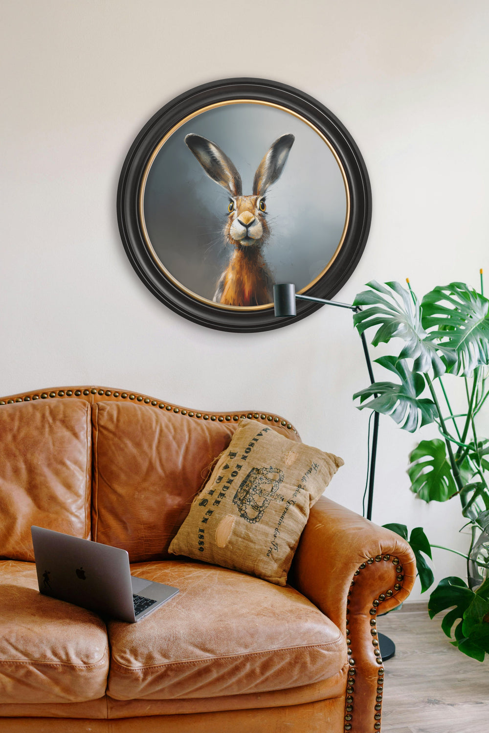 A Curious Hare - Oxford Round Frame - TheArtistsQuarter