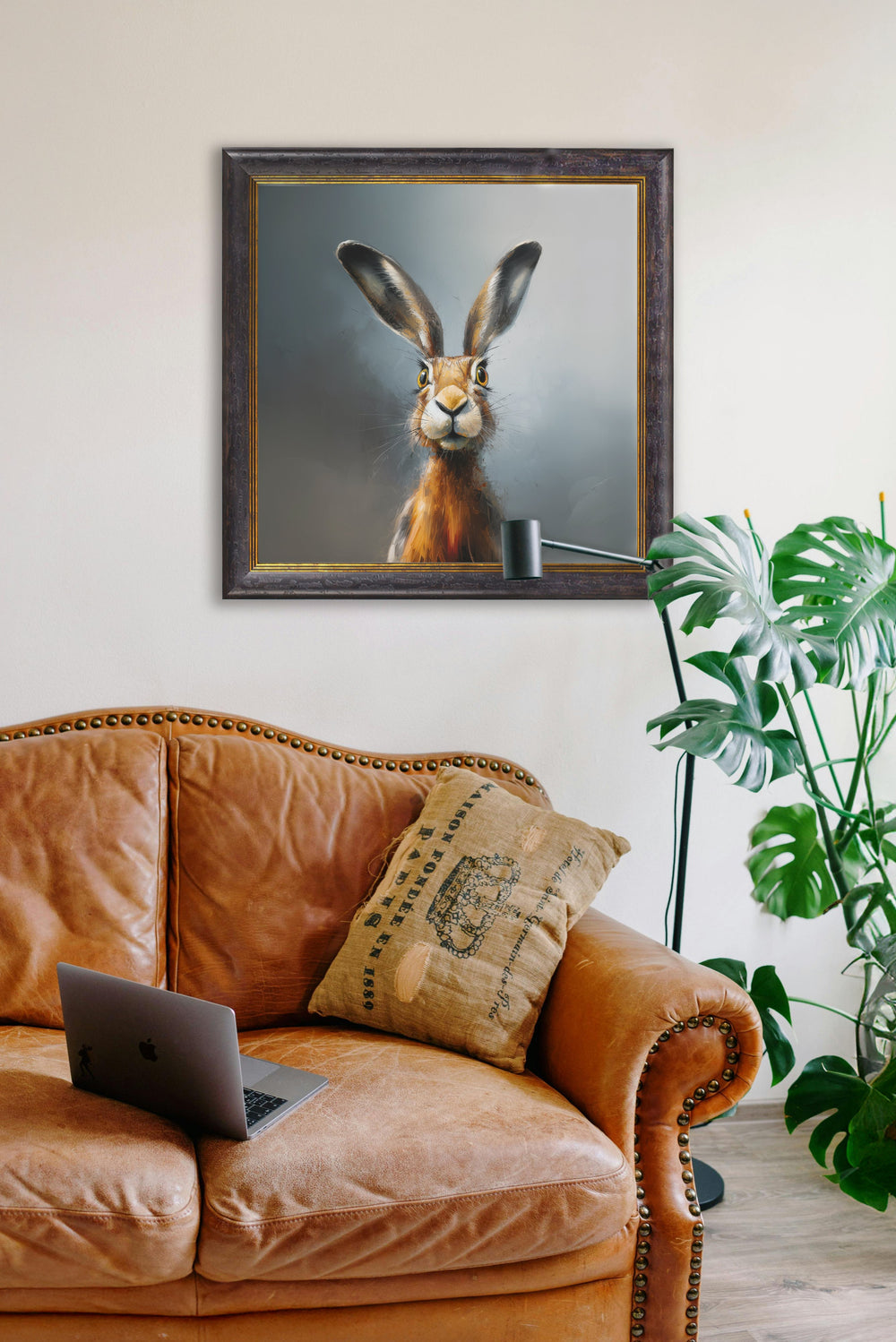 A Curious Hare - Oxford Square Frame - TheArtistsQuarter