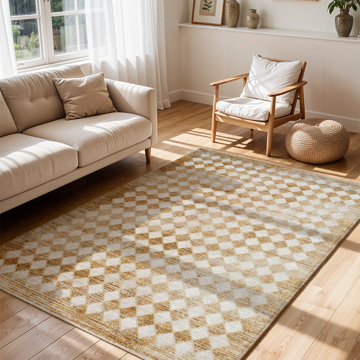 Myrtle Avenue V Galey Alix Geometric Diamond Rug Brown - TheArtistsQuarter