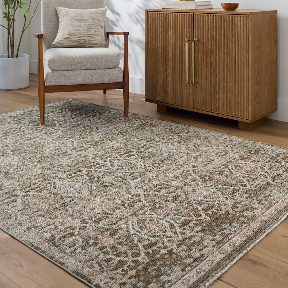 Myrtle Avenue VI Galey Alix Vintage Rug Green - TheArtistsQuarter