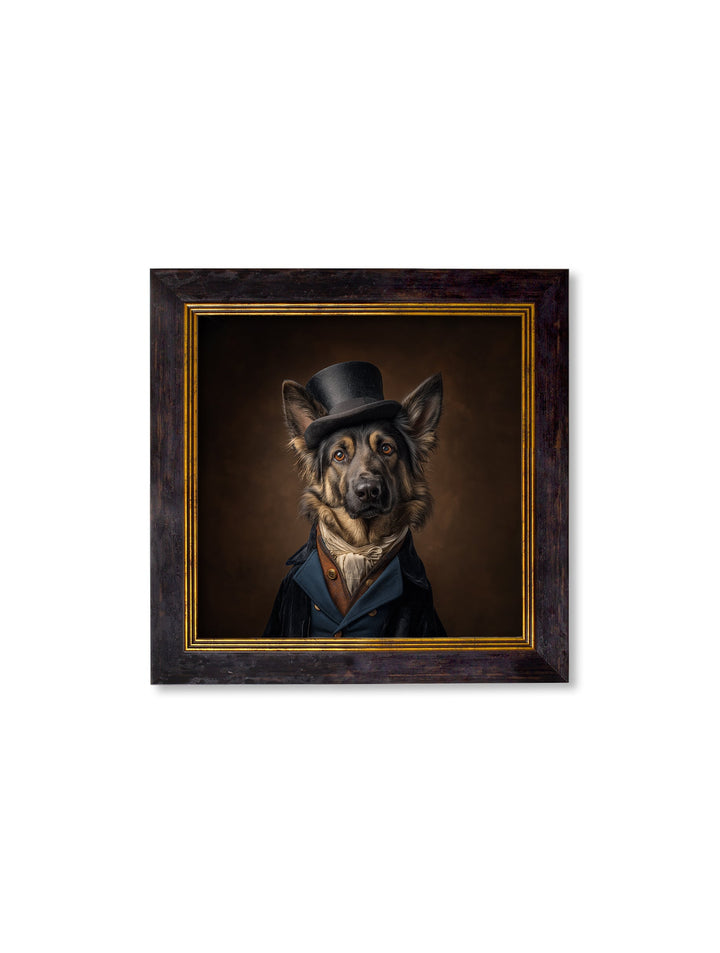 Count Von Shepherd - Gentleman German Shepherd Oxford Square Frame - TheArtistsQuarter
