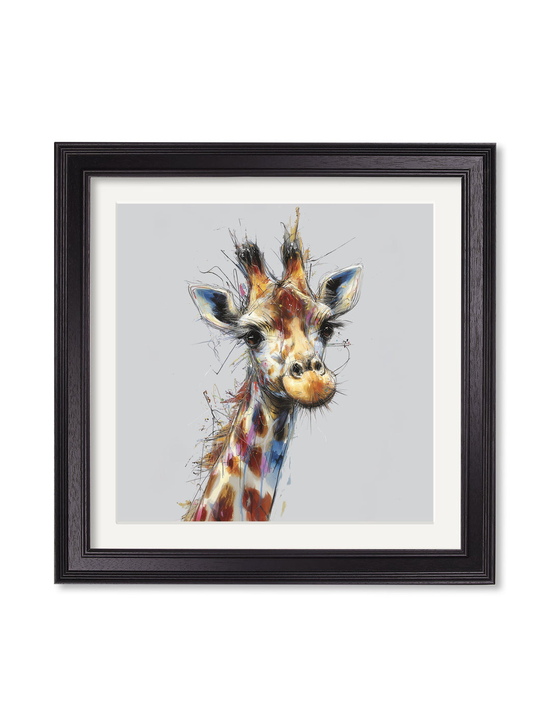 Tall Giraffe Cosy Sketch - Black Hurstwood Square Frame - TheArtistsQuarter