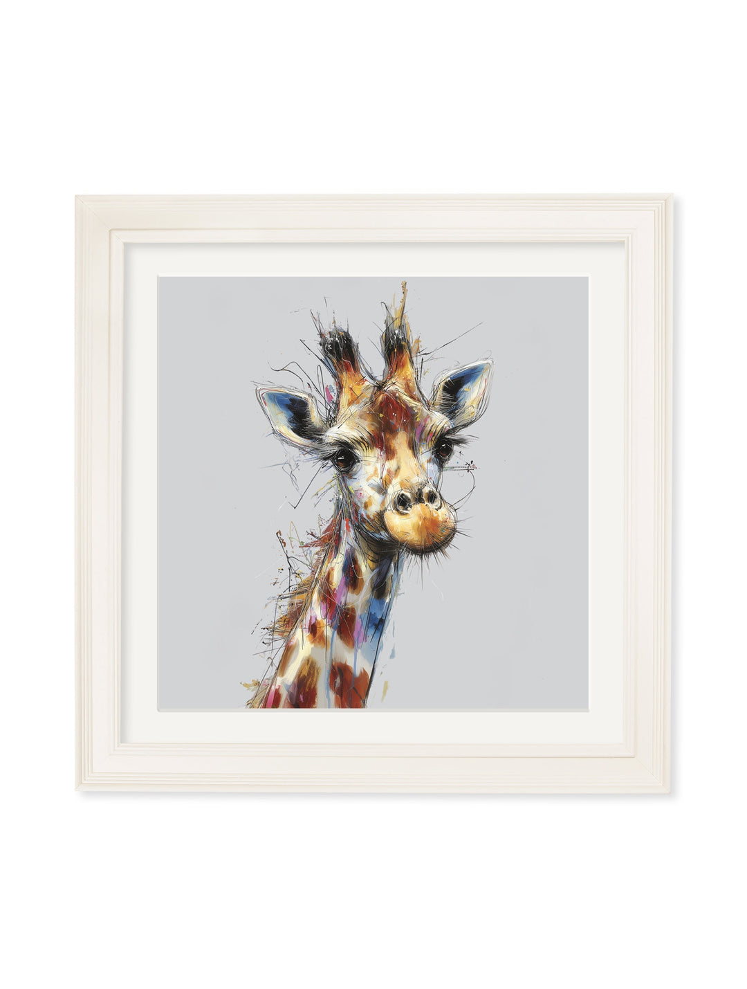 Tall Giraffe Cosy Sketch - Cream Hurstwood Square Frame - TheArtistsQuarter